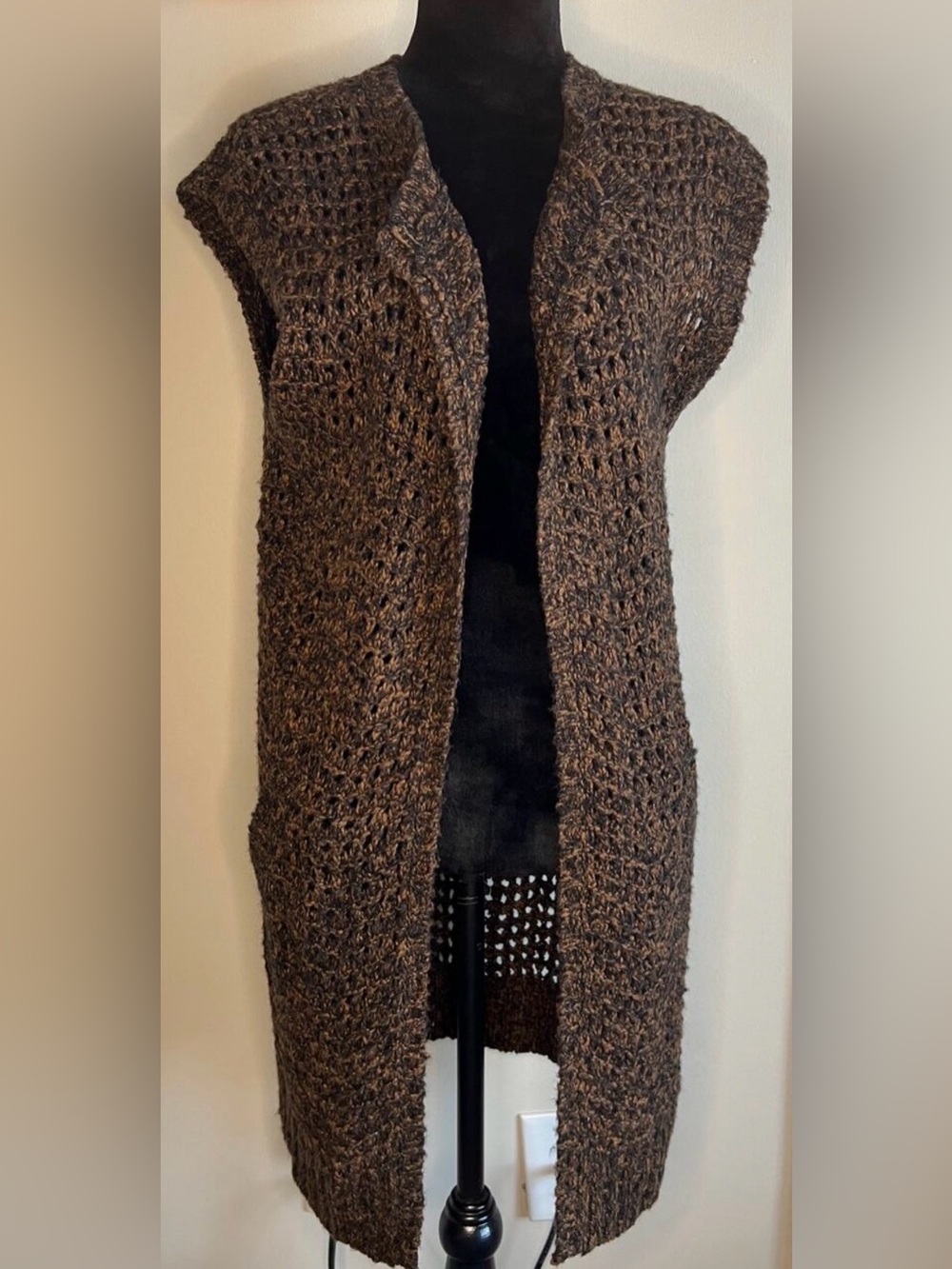 Sanctuary Knit Brown Open Front Sweater sz XS